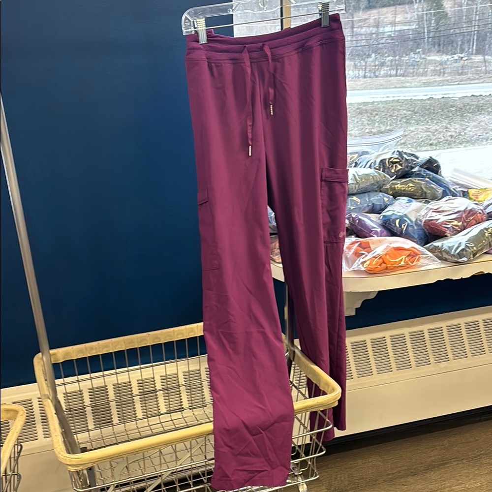 Purple Drawstring Cargo scrub Pants